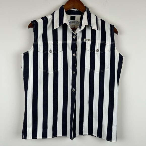 BOSSCO Jeanswear Italian Designed Sleeveless Size M 100% Cotton Vtg Style 0327 - Picture 1 of 15